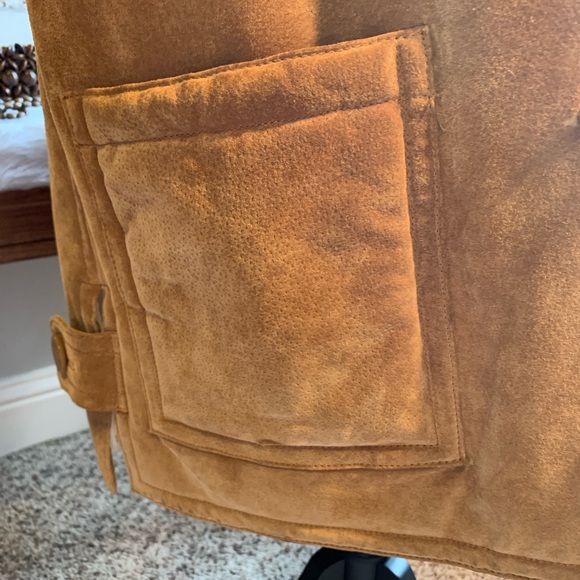 Dennis By Basso 100% Suede Leather Camel Coat Size Medium - Picture 5 of 14